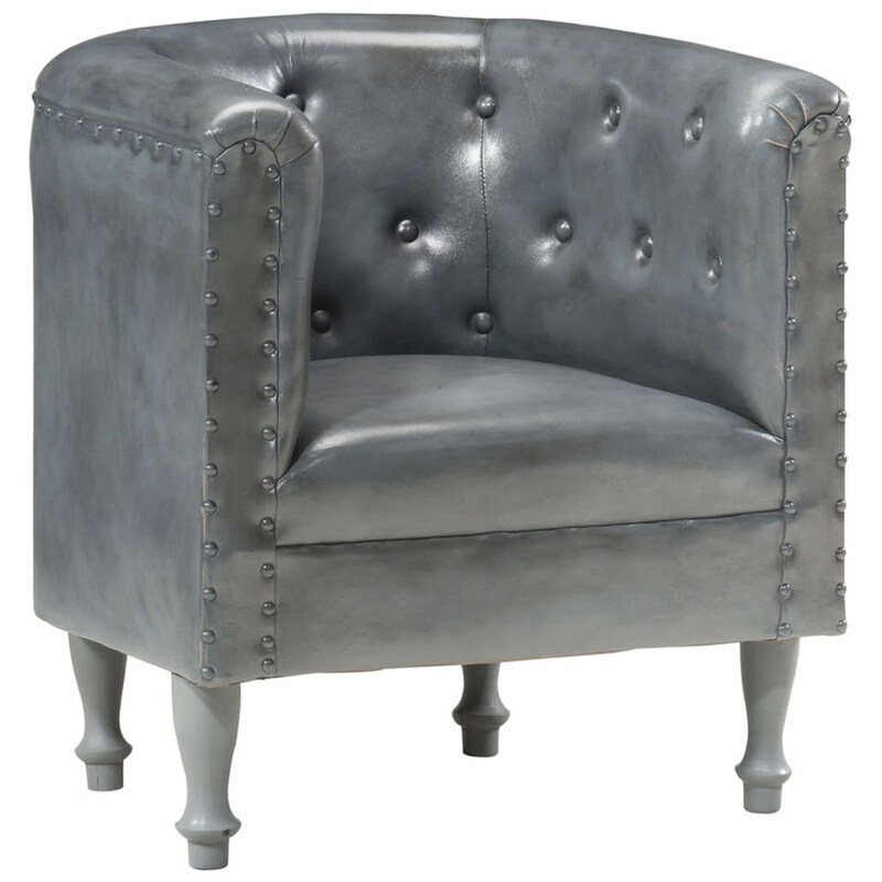 Πολυθρόνα Μπάρελ VidaXL από Δέρμα - Γκρι