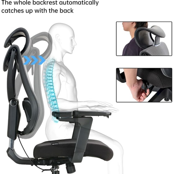 Καρέκλα Γραφείου Εργονομική Eureka Ergonomic ERK-OC05-B από Ύφασμα Mesh - Μαύρη image 7