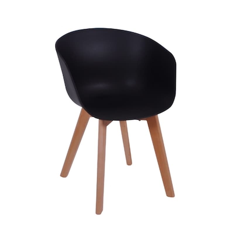 Πολυθρόνα Woodwell Pp Με Ξύλινα Πόδια Σετ 4 Τμχ - Μαυρο