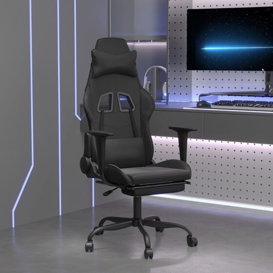 Καρέκλα Gaming VIDAXL 3143661 με Υποπόδιο από Τεχνητό Δέρμα - Μαύρη image 9