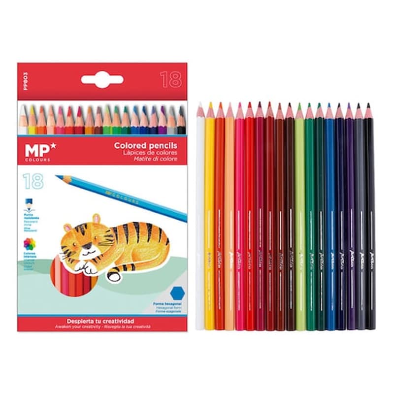 MP Mp Χρωματιστές Ξυλομπογιές Pp803, 18τμχ