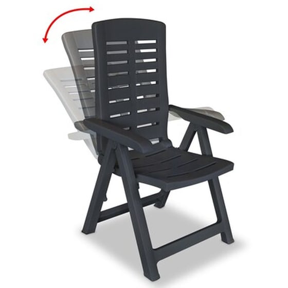 Καρέκλες Κήπου Vidaxl Ανακλινόμενες Πλαστικές 2 Τεμ. 60x61x108cm - Ανθρακί image 2