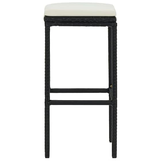 Σκαμπό Κήπου VidaXL με Μαξιλάρια από Ρατάν 4 Τμχ - Μαύρο/Κρεμ image 4