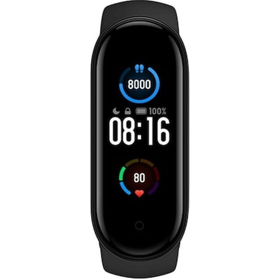 Activity Tracker Xiaomi Mi Smart Band 5 Μαύρο & Δώρο Λουράκι Λιλά image 1