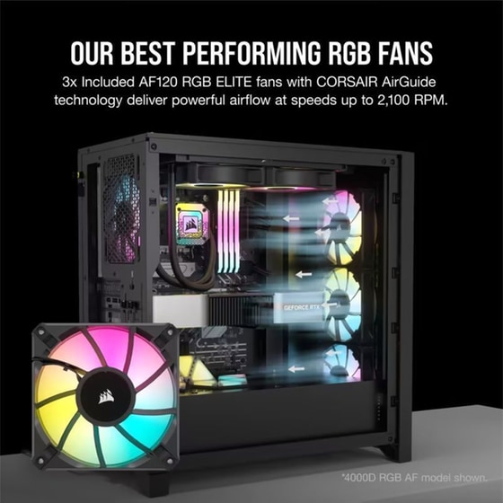 Corsair Mid Tower Atx Case Icue 5000d Rgb Windowed Airflow Tempered Glass - Black - Cc-9011242-ww image 3