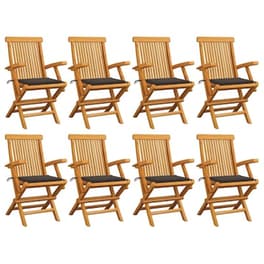 Vidaxl Καρέκλες Κήπου 8 Τεμ. Από Μασίφ Ξύλο Teak Με Taupe Μαξιλάρια