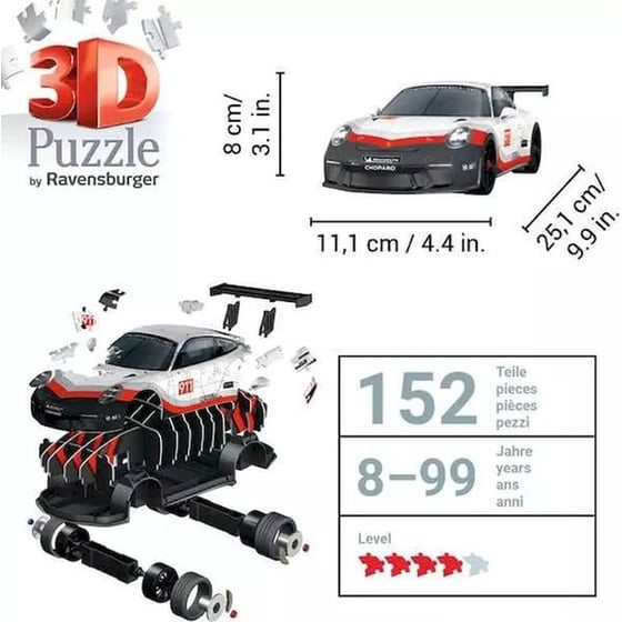 3D Παζλ Ravensburger Porsche GT3 Cup (108 Κομμάτια) image 4
