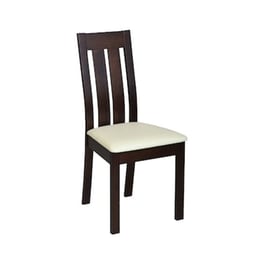 Καρέκλα Woodweoll Ξύλινη/Δερματίνη Σετ 2 Τμχ - Καρυδί/Εκρού