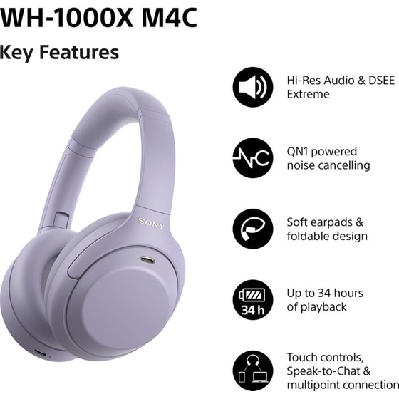 Sony WH-1000XM4C Ασύρματα Ακουστικά Κεφαλής Noise Cancelling - Lavender image 1