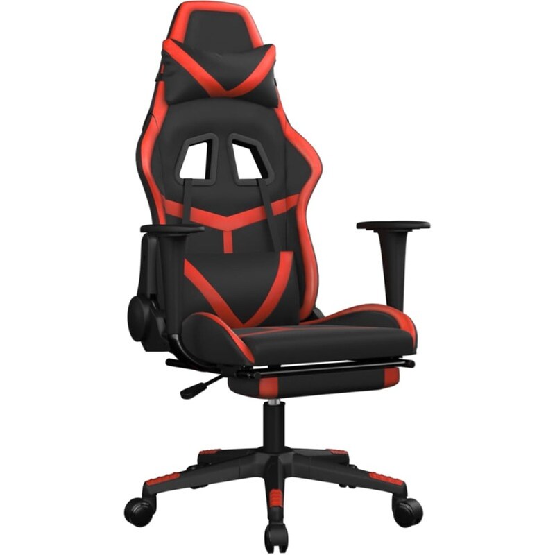 Καρέκλα Gaming VIDAXL 3143677 με Υποπόδιο από Τεχνητό Δέρμα - Μαύρο / Κόκκινο