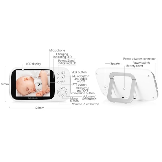 Baby Monitor Κάμερας & Ήχου 3.5" - Λευκό image 1