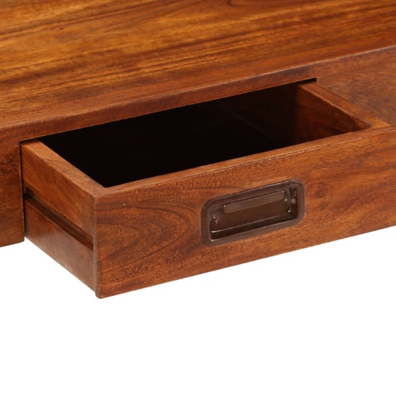 Γραφείο Μελέτης VidaXL από Μασίφ Ξύλο 110x50cm - Καφέ/Ασημί image 4