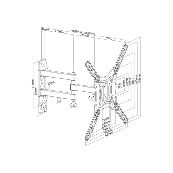 Βάση Τηλεόρασης Επιτοίχια Sbox Lcd-443 με Βραχίονα 23" - 55" έως 30 kg image 2