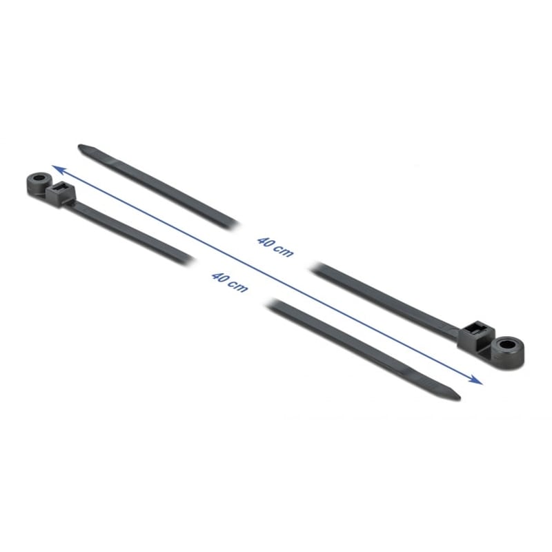 Delock Δεματικά Καλωδίων 18953 Με Οπή Στερέωσης, 400x7.6mm, Μαύρα, 10τμχ