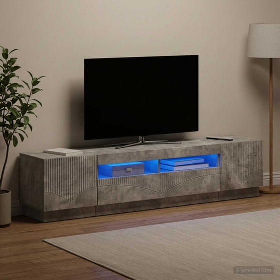 Έπιπλο Τηλεόρασης VidaXL HOORN με LED 3 τμχ 198 x 35 x 40 cm - Γκρι Σκυροδέματος image 1