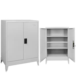 Δίφυλλη Μεταλλική Ντουλάπα STEELEN με 3 ράφια 90x45x132 cm - Λευκή