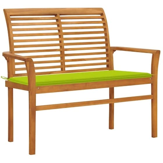Παγκάκι Κήπου VidaXL με Μαξιλάρι 112x55x94 cm από Μασίφ Ξύλο Teak - Πράσινο image 0