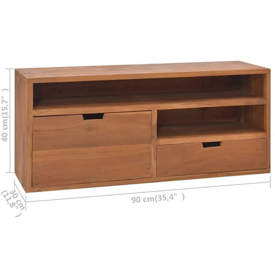 Έπιπλο Τηλεόρασης Vidaxl από Μασίφ Ξύλο 90x30x40cm - Kαφέ image 7