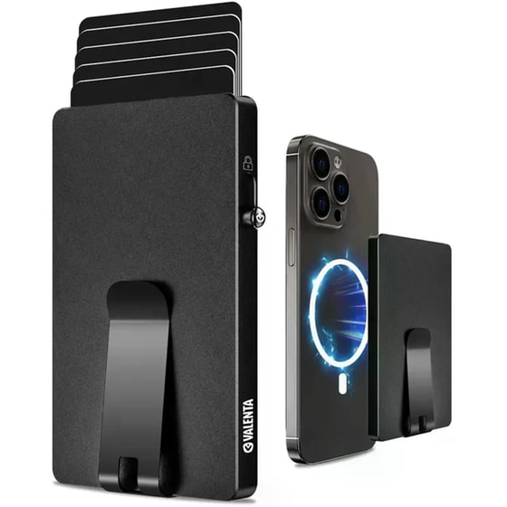 Θήκη Καρτών Valenta Αλουμινίου με Κλιπ Money Black image 5