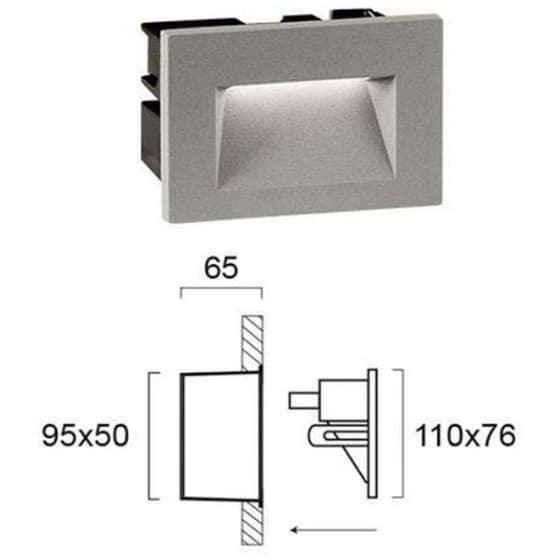 Φωτιστικό Τοίχου Χωνευτό Viokef Theta 4198800 Led από Αλουμίνιο - Γκρι image 1