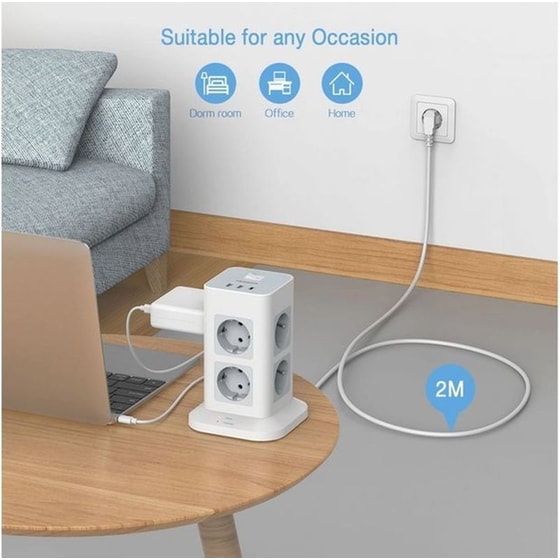 Πολύπριζο TESSAN TPS03-DE-C με θύρες AC, USB-A, USB-C image 3