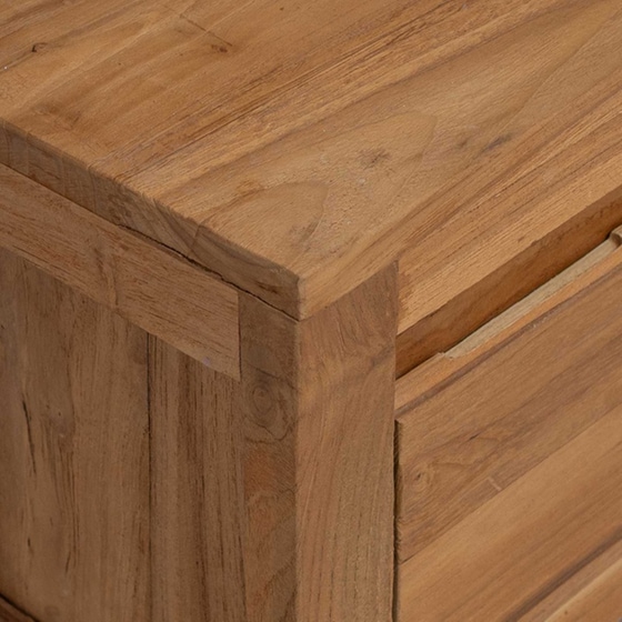 Έπιπλο Τηλεόρασης VidaXL 110 x 30 x 35 cm - Φυσικό Μασίφ Ξύλο Τικ image 4