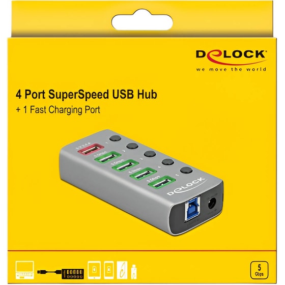 DeLock 63262 USB Hub 5-Port USB 3.2 συμβατό με USB-A image 5