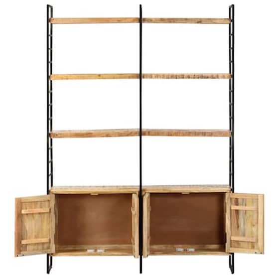 Βιβλιοθήκη VidaXL από Μέταλλο με 2 Πόρτες 124x30x180 cm - Φυσικό/ Μαύρο image 4