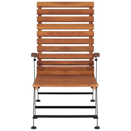 Ξαπλώστρα VidaXL από Μασίφ Ξύλο Ακακίας 58x160x100 cm - Καφέ/Μαύρη image 1