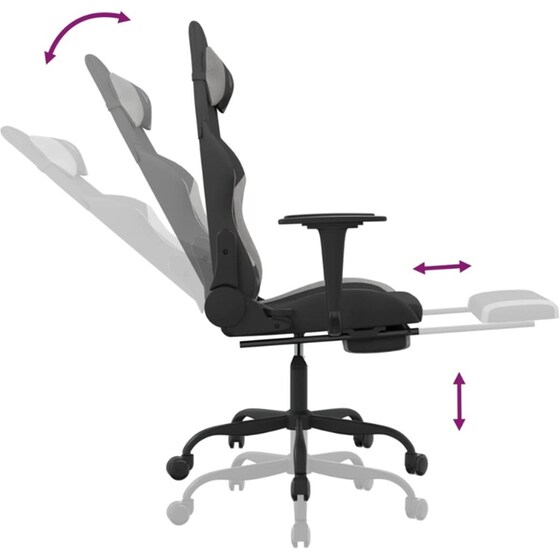 Καρέκλα Gaming VIDAXL 3143723 με Υποπόδιο - Γκρι image 5