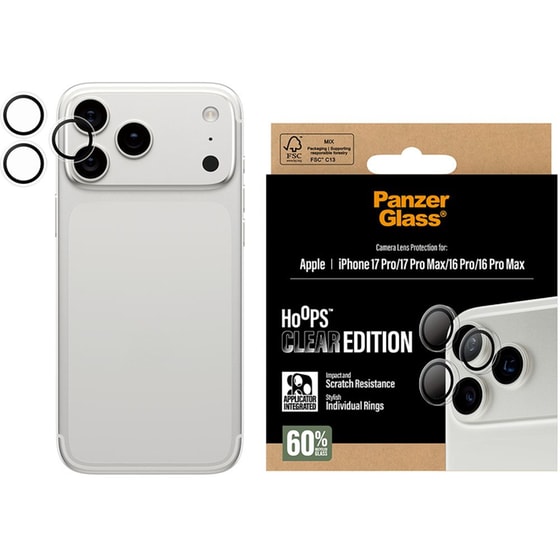 Προστατευτικό καμερών Apple iPhone 17 Pro/iPhone 17 Pro Max/iPhone 16 Pro/iPhone 16 Pro Max - PanzerGlass Hoops Camera Lens Protection - Clear Edition image 2