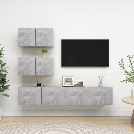 Έπιπλα Τηλεόρασης VidaXL Μοριοσανίδα 4 Τμχ 60x30x30cm - Γκρι image 1