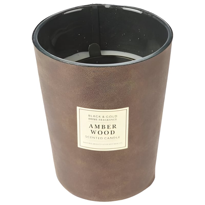 ARIA TRADE Αρωματικό Κερί Χώρου από Οικολογικό Δέρμα 14x11.5cm - Amber Wood