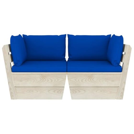Καναπές Κήπου VidaXL Διθέσιος Με Μαξιλάρια από Ξύλο Ερυθρελάτης 60x60x65 cm - Μπλε image 2