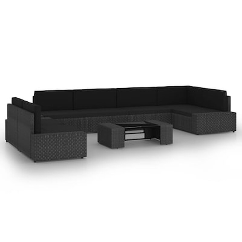 Vidaxl Σαλόνι Κήπου Σετ 8 Τεμ. Μαύρο Από Συνθετικό Ρατάν Με Μαξιλάρια