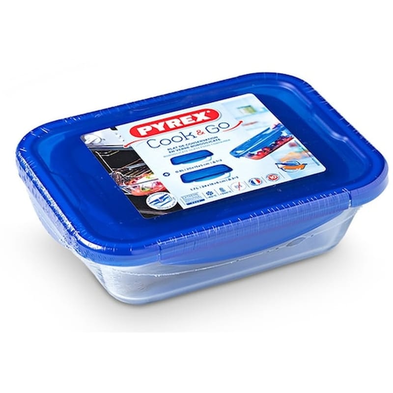 PYREX Σετ Δοχείο Αποθήκευσης Φαγητού Pyrex Cook Go 0.8/1.7 Lt 2 Τμχ - Διάφανο/Μπλε