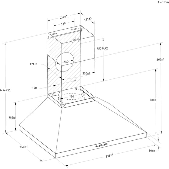 CANDY CCE1161XGG 60cm Inox Απορροφητήρας Καμινάδα image 5