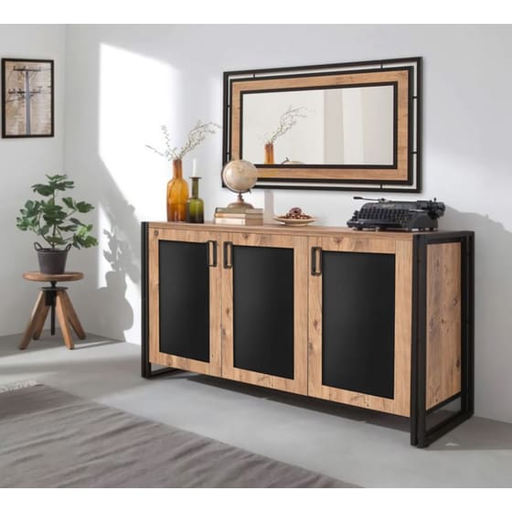 Μπουφές 24Mall Sinistra Atlantic Pine από Μοριοσανίδα/Μέταλλο 140x45x80 cm - Καφέ/Μαύρος image 1