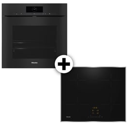 MIELE H7860 BPX & KM7361FRD 76 Lt Μαύρο Eντοιχιζόμενο Σετ Φούρνος και Εστία