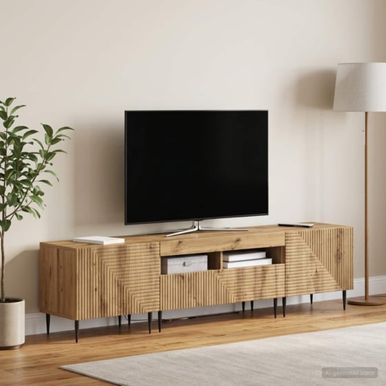 Έπιπλο Τηλεόρασης VidaXL με LED 3 τμχ 178 x 35 x 43 cm - Artisan Δρυς image 1