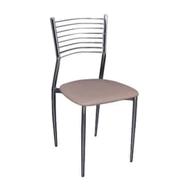 Καρέκλα Woodwell Μεταλλική Χρωμίου Με Cappuccino Δερματίνη Pvc Σετ 6 Τμχ - Μπεζ