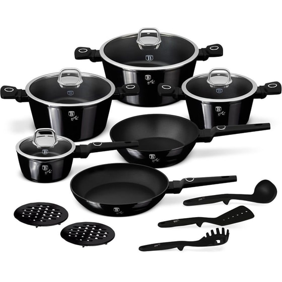Σετ Μαγειρικά Σκεύη BERLINGER BH-8232 15 τμχ Μαύρο image 1