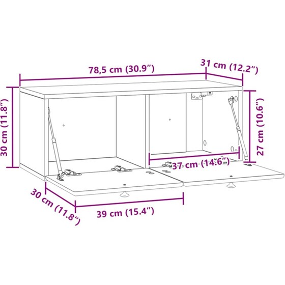 Επιτοίχιο Έπιπλο Τηλεόρασης VidaXL 78.5x31x30 cm - Γκρι image 10