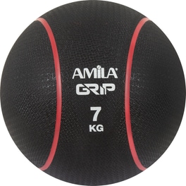 Μπάλα Medicine Grip Amila 7 kg 19 cm από Λάστιχο - Μαύρη/Κόκκινη