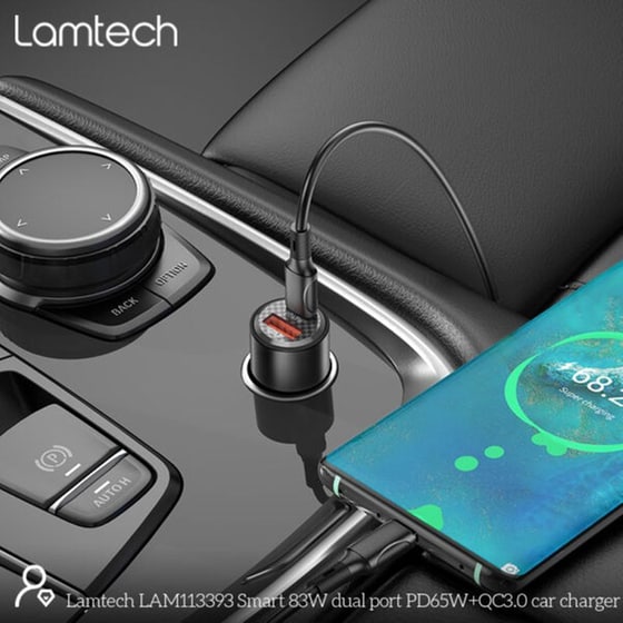 Φορτιστής Αυτοκινήτου Lamtech Quick Dual Port 83W - Μαύρο image 1