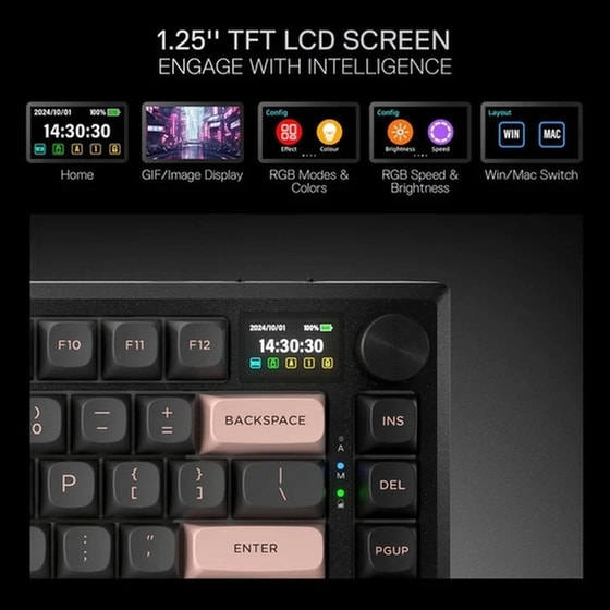 Redragon Eclipse Pro K720GBP Gaming Μηχανικό Ασύρματο 2.4 GHz/Bluetooth Πληκτρολόγιο RGB Μαύρο (US) image 3