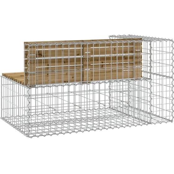 Παγκάκι Κήπου VidaXL Συρματοκιβώτιο από Εμποτισμένο Ξύλο Πεύκου 122x71x65.5 cm - Καφέ/Ασημί image 3