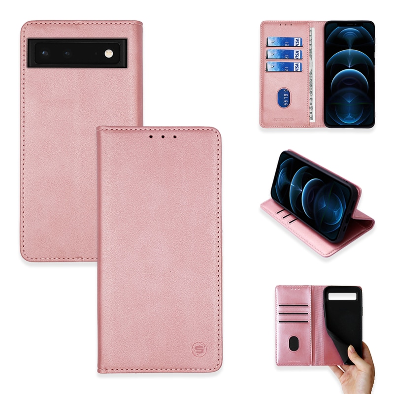 Θήκη Βιβλίο Google Pixel 6a - Sonique Vintage Magnet Book - Ροζ Χρυσό