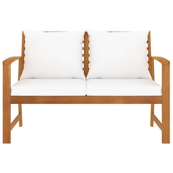 Παγκάκι Κήπου VidaXL από Μασίφ Ξύλο Ακακίας με Μαξιλάρι 120x60.5x81cm - Καφέ image 2