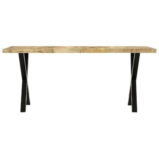 Τραπεζαρία Vidaxl από Μασίφ Ξύλο Μάνγκο 180x90x76 cm - Μαύρο/Καφέ image 3